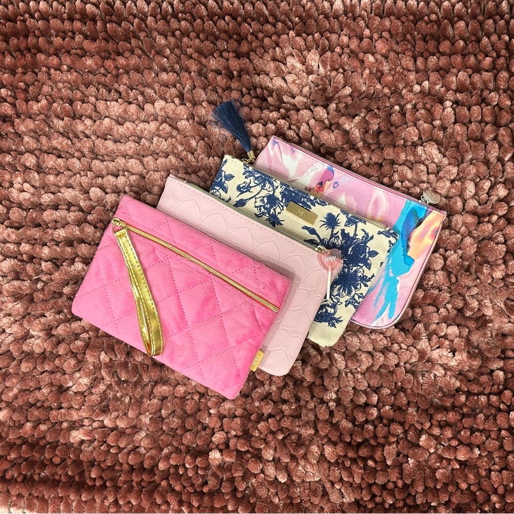 Ipsy colorful Zip Pouch- Set of 4